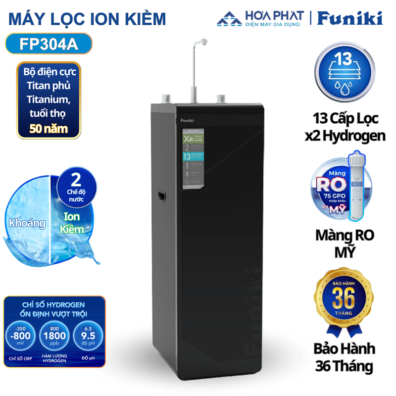 Máy lọc nước Hydrogen Ion Kiềm Funiki FP304A, 13 lõi
