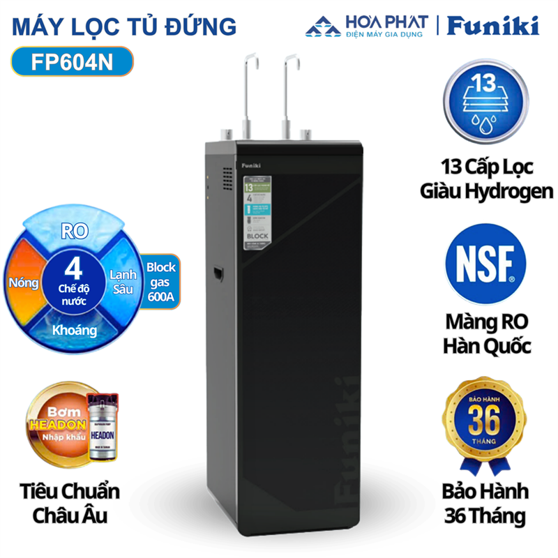 Máy lọc nước RO nóng lạnh Funiki FP604N, 13 lõi
