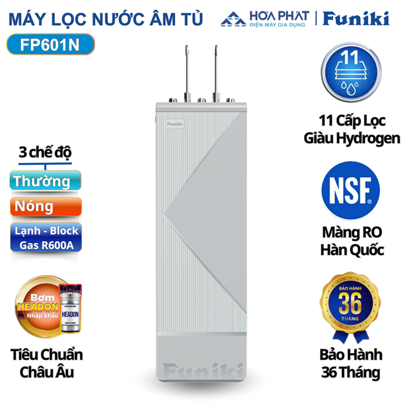 Máy lọc nước RO nóng lạnh Funiki FP601N, 11 lõi
