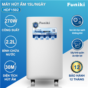 Máy hút ẩm Funiki HDF1502, 15 lít, lọc không khí sấy quần áo
