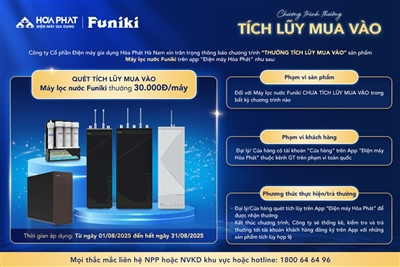 Chương trình thưởng tích lũy mua vào máy lọc nước Funiki - Dành cho Đại Lý