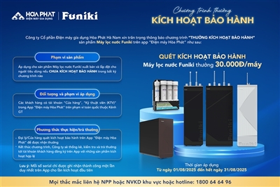 KÍCH HOẠT BẢO HÀNH MÁY LỌC FUNIKI – NHẬN NGAY 30.000Đ